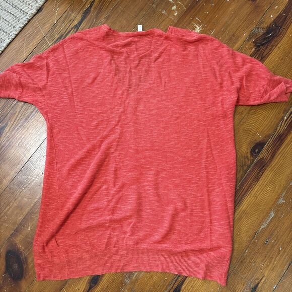 Eileen Fisher Lightweight V-Neck Sweater Orange Organic Cotton Size Medium - Picture 7 of 7